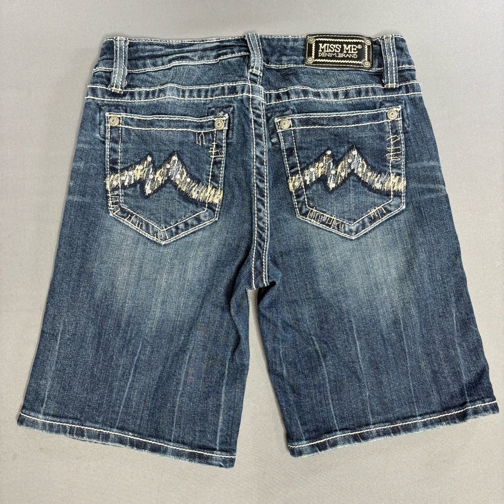 Miss Me Shorts Womens 26 Jean Denim Boyfriend Bermuda Embellishment Rhinestone